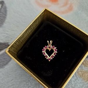 Gold and Red Heart Necklace with Elegant Detailing